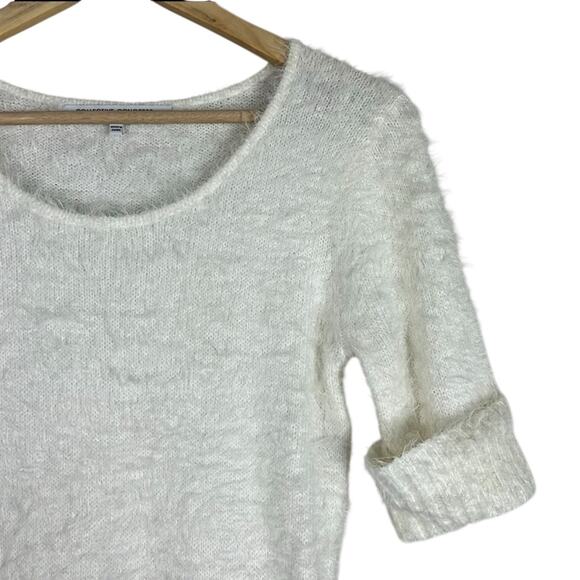 Collective Concepts Sweater Womens M Ivory Fuzzy Eyelash Soft Indie Cozy Y2K - Picture 2 of 5